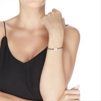 armband, puur 925 sterling zilver en gerhodineerd met glanzende zirkonia's Wit