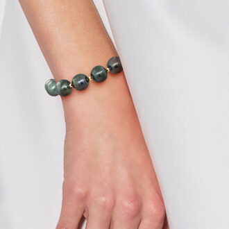 Armband Tahitian Parels Ringed 10-11 mm ferrules en geel goud Sluiting Luxury Naturel - One Size