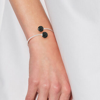 Armband u en mij Crystal Preciosa Black Semi Rigid Silver 925 Zwart