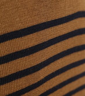 Armor Lux Camionneur Half Zip Trui Wol Strepen Bruin - L,M,XL