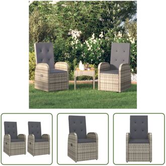 Armstoelen Rattan - Grijs - 57x69x106 cm - Verstelbaar - Incl - Kussens