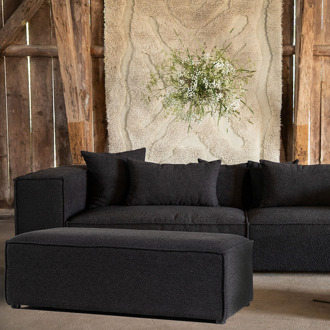 Arno bouclé poef zwart - 112 x 37 cm