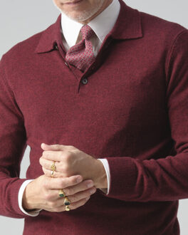 Arno kantelberg polo met lange mouwen - maat S Rood