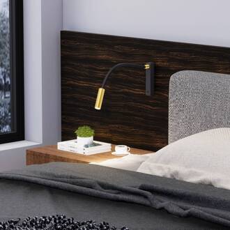 Arok LED wandlamp, zwart/goud, aluminium zwart, goud