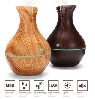 Aroma Luchtbevochtiger Houtnerf Met Led-verlichting Essentiële Olie Diffuser Aromatherapie Purifier USB Oplaadbare Cool Mist Maker wit