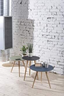 Arp side table houten bijzettafel whitewash - met linoleum Blauw