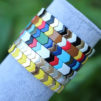 Arrow Vorm Hartvormige Rainbow Enamel Armband Handgemaakte Armband Ronde Voor Dames Mannen Mode-sieraden Armband 1