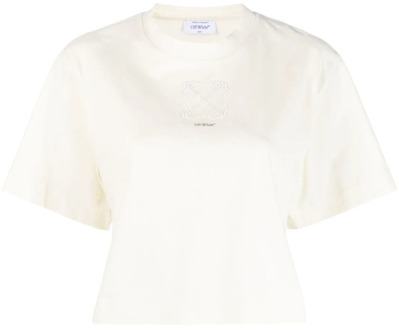 Arrows-motief Crop T-shirt Off White , White , Dames - M,Xs