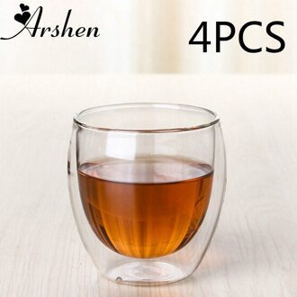Arshen 4 Stks/set 80 Ml Clear Dubbele Dubbele Wand Glaswerk Koffie Thee Cups Glaswerk Melk Bier Soep En Geïsoleerde Wijn cups