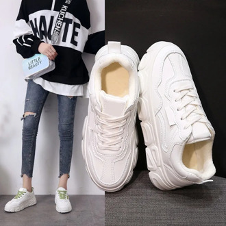 ARSMUNDI Fashion Women's Winter Sneakers Warm Fur Chunky Sneakers Platform Casual Shoes Woman Ladies Sneakers besket femme M997