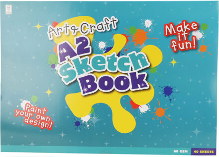 Art and Craft schetsboek/ tekenboek/ kleurboek/ schetsblok - A2 formaat - wit papier - 40 vellen