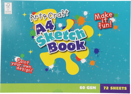 Art and Craft schetsboek/ tekenboek/ kleurboek/ schetsblok - A4 formaat - wit papier - 72 vellen