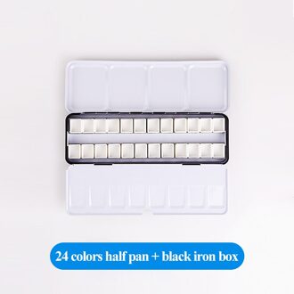 Art Aquarel Pigment Verf Grid Lege Full/Half Pan/Grid/Block/Case/Box 14/24/48Pcs Lege Ijzeren Doos Subpackage Opbergdoos Tool Iron-doos-half-24stk