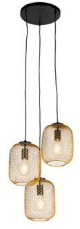 Art Deco hanglamp goud 45 cm 3-lichts - Bliss Mesh