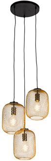 Art Deco hanglamp goud 45 cm 3-lichts - Bliss Mesh