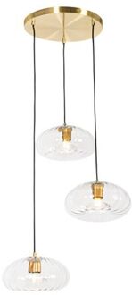 Art Deco hanglamp goud met glas rond 3-lichts - Ayesha