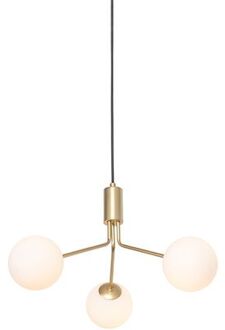 Art Deco hanglamp goud met opaal glas 3-lichts - Coby