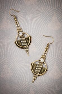 Art Deco koperen oorbellen in goud