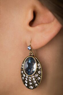 Art Deco ovale oorbellen in blauw Blauw/Goud