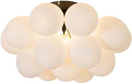 Art deco plafondlamp zwart met opaal glas 4-lichts - Uvas Wit