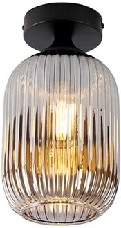 Art deco plafondlamp zwart met smoke glas - Banci