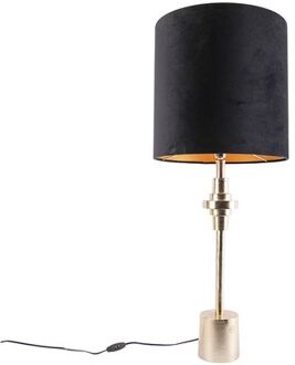 Art deco tafellamp goud met velours zwarte kap 40 cm - Diverso