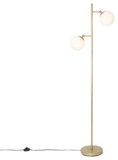 Art Deco vloerlamp goud met mat glas 2-lichts - Pallon Wit
