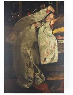 Art for the Home Canvas Schilderij - Meisje in kimono - 70x100 cm Rood, Wit