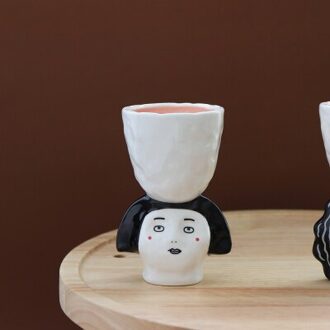 Art Meisje En Jongen Hoofd Handgemaakte Keramische Cup Voor Paar Keramische Woondecoratie Thee Cup Sake Cup
