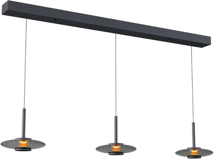 Artdelight Hanglamp Madison 3 lichts L 130 cm comfortlift zwart