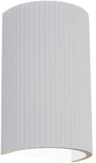 Artdelight Wandlamp Nantes ribbel H 18 cm gips wit