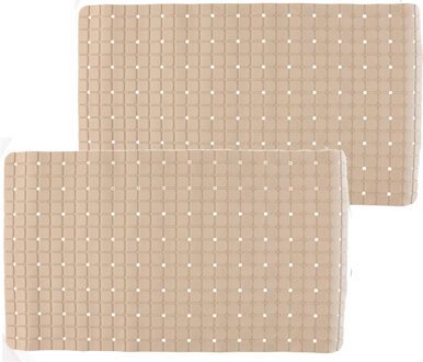 Arte r 2x stuks badmatten/douchematten anti-slip beige vierkant patroon 69 x 39 cm