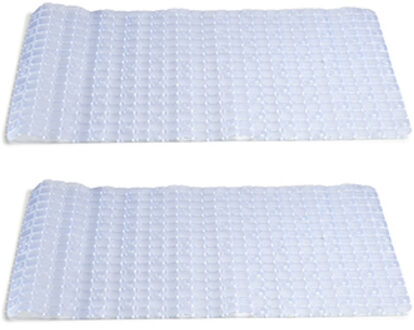 Arte r 2x stuks badmatten/douchematten anti-slip transparant vierkant patroon 69 x 39 cm