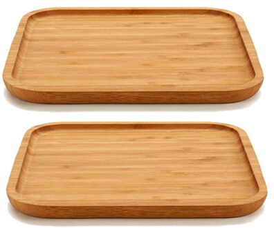 Arte r 2x stuks bamboe houten broodplanken/serveerplanken vierkant 25 cm