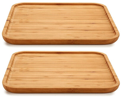 Arte r 2x stuks bamboe houten broodplanken/serveerplanken vierkant 30 cm