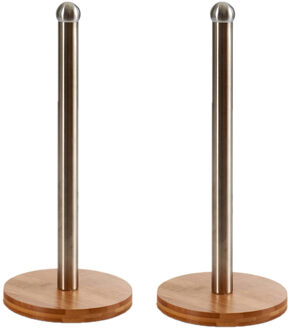 Arte r 2x stuks bamboe houten keukenrolhouders rond 15 x 33 cm
