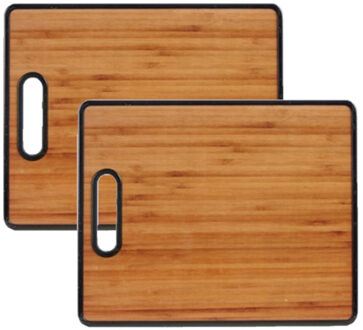 Arte r 2x stuks bamboe houten snijplanken/serveerplanken met handvat 38 cm
