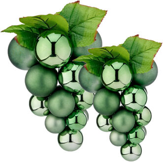 Arte r 2x stuks decoratie druiventros groen kunststof 28 en 33 cm