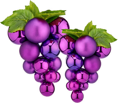 Arte r 2x stuks decoratie druiventros paars kunststof 20 en 24 cm
