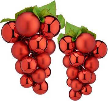 Arte r 2x stuks decoratie druiventros rood kunststof 28 en 33 cm