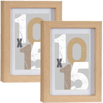 Arte r 2x stuks houten fotolijst - bruin - 13 x 18 cm - fotolijstje - met passe-partout - decoratie