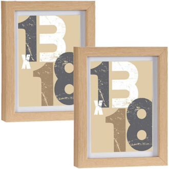Arte r 2x stuks houten fotolijst - bruin - 15 x 20 cm - fotolijstje - met passe-partout - decoratie