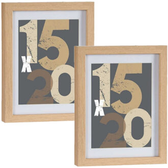 Arte r 2x stuks houten fotolijst - bruin - 18 x 24 cm - fotolijstje - met passe-partout - decoratie