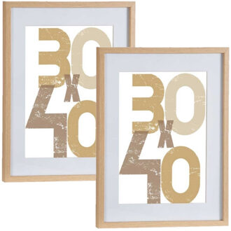 Arte r 2x stuks houten fotolijst - bruin - 40 x 50 cm - fotolijstje - met passe-partout - decoratie