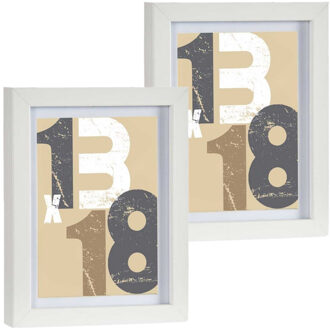 Arte r 2x stuks houten fotolijst - wit - 15 x 20 cm - fotolijstje - met passe-partout - decoratie