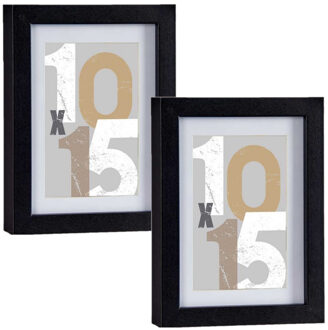 Arte r 2x stuks houten fotolijst - zwart - 13 x 18 cm - fotolijstje - met passe-partout - decoratie