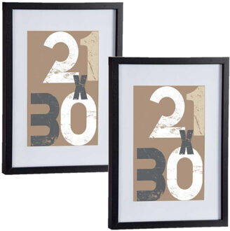 Arte r 2x stuks houten fotolijst - zwart - 30 x 40 cm - fotolijstje - met passe-partout - decoratie