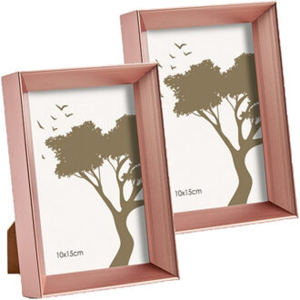 Arte r 2x stuks kunststof fotolijst koper geschikt voor een foto van 10 x 15 cm