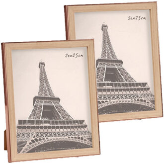 Arte r 2x stuks kunststof fotolijst koper met hout geschikt voor een foto van 20 x 25 cm