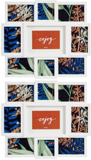 Arte r 2x stuks multi fotolijst kunststof wit met 9 lijstjes geschikt voor diverse foto maten